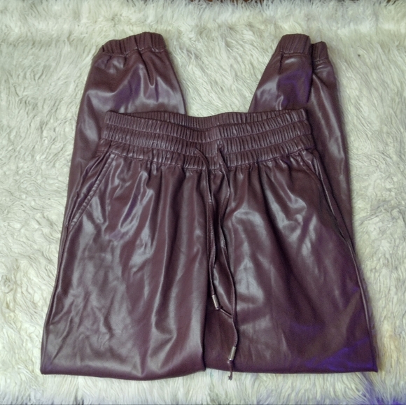New Blank NYC Faux Leather Drawstring Jogger Color Grape Shake Size S - Picture 4 of 11